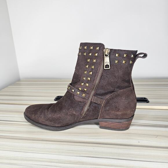 Lauren Ralph Lauren Brown Shaelynn Studded Suede Ankle Boots Size 8 - Picture 3 of 11